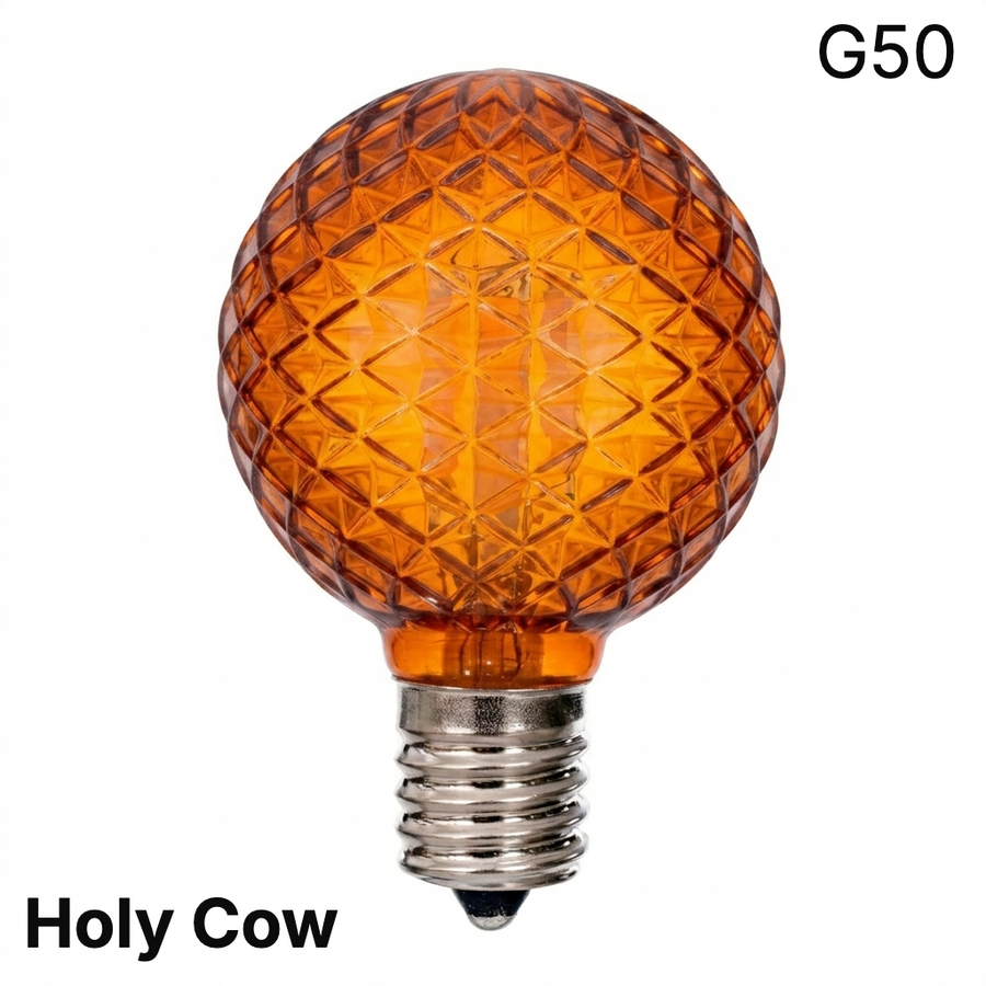 LED G50 Faceted Bulb - ORANGE Orange