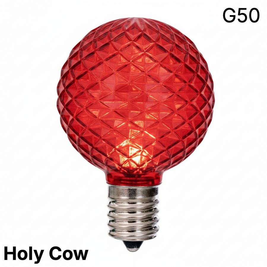 LED G50 Faceted Bulb - RED Red
