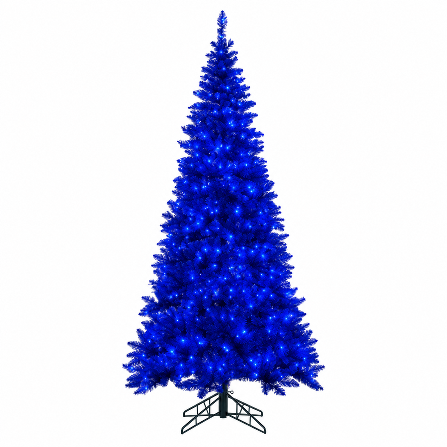 6.5' Designer Flocked Christmas Tree - Blue - Prelit