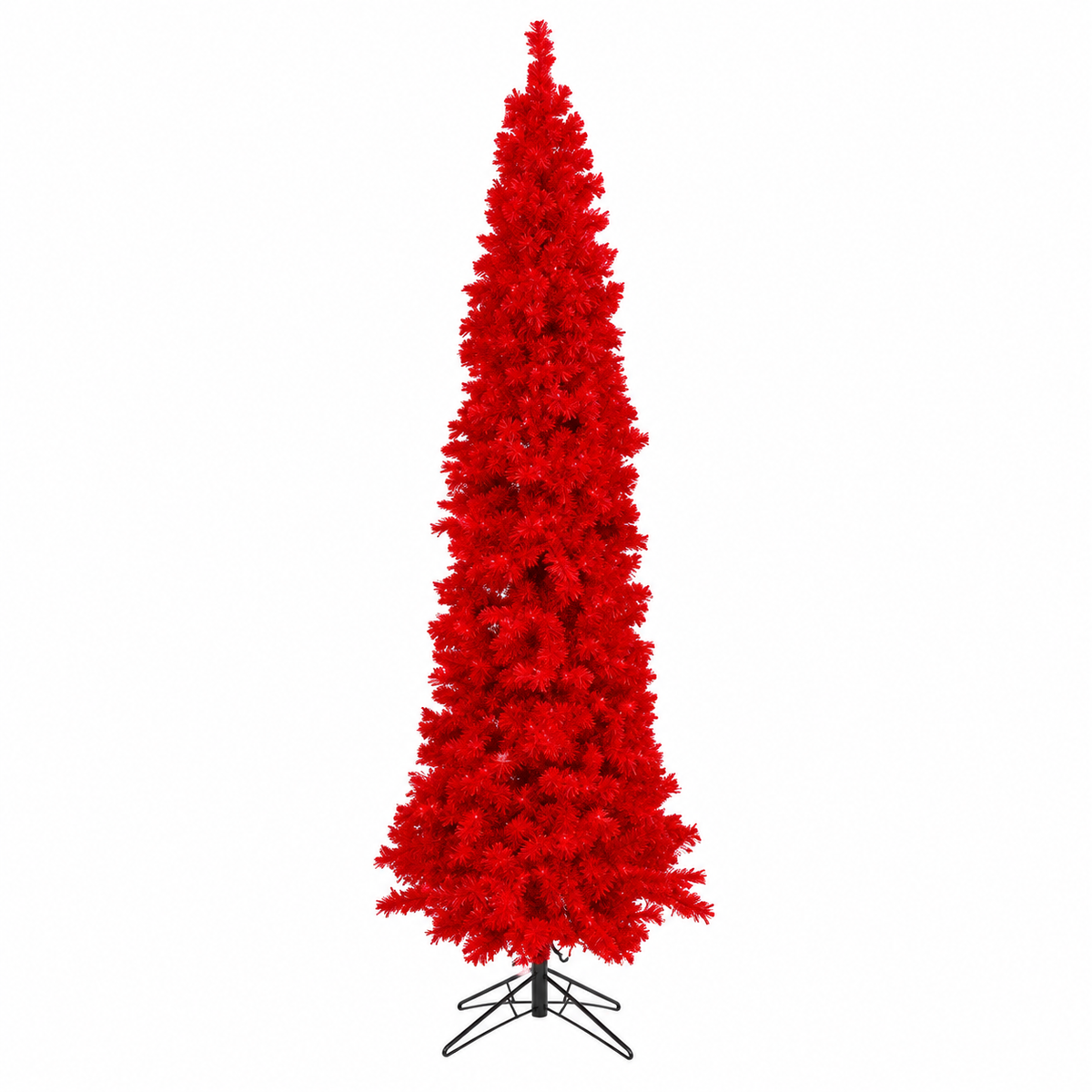 10' Designer Flocked Christmas Tree - Red - Prelit — view 1