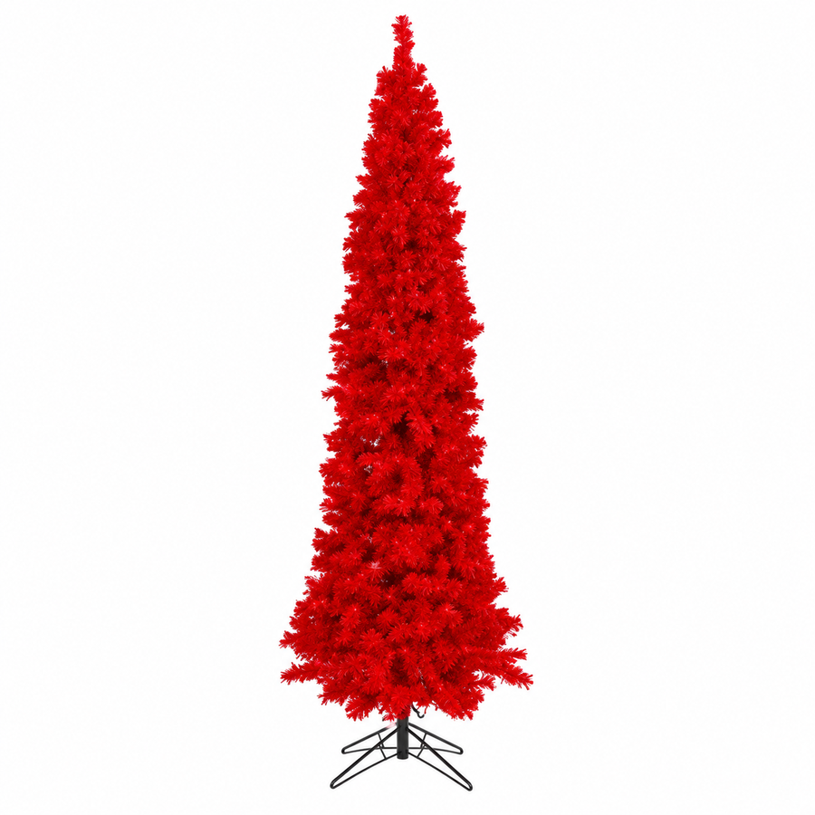 10' Designer Flocked Christmas Tree - Red - Prelit