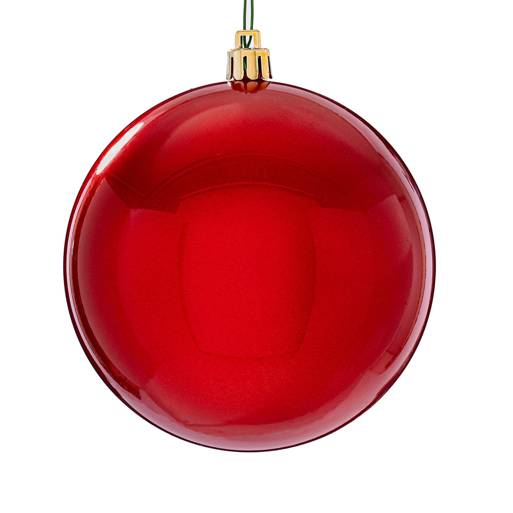 4" Shatterproof Ball Ornament - Red - Candy - UV Treated - Bag of 6 — view 1