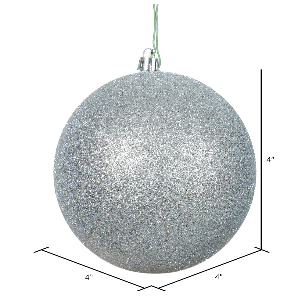 4" Shatterproof Ball Ornament - Silver - Glitter - UV Treated - Bag of 6 — view 3