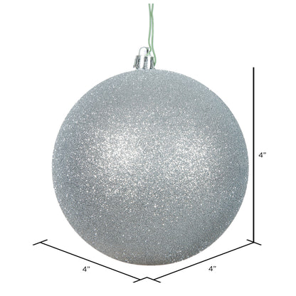 4" Shatterproof Ball Ornament - Silver - Glitter - UV Treated - Bag of 6 — view 3