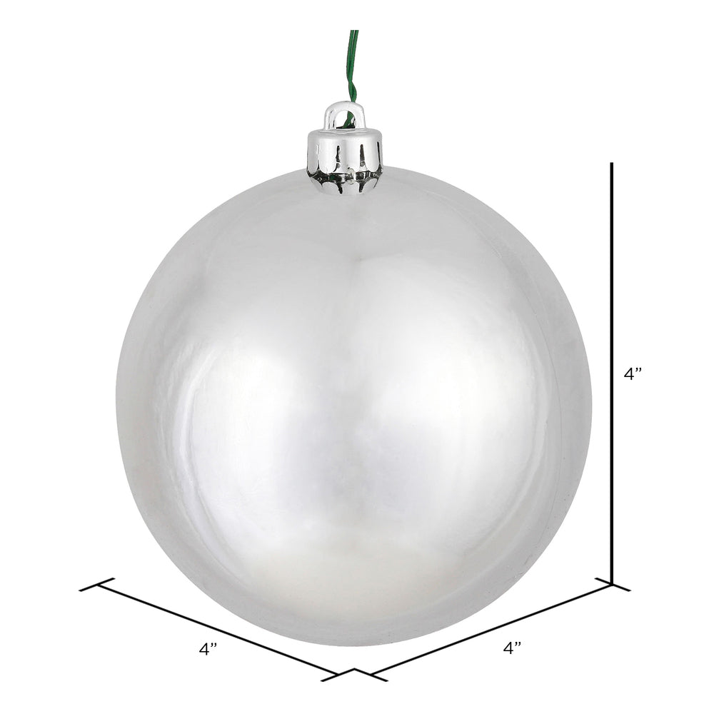 4" Shatterproof Ball Ornament - Silver - Shiny - UV Treated - Bag of 6 — view 3