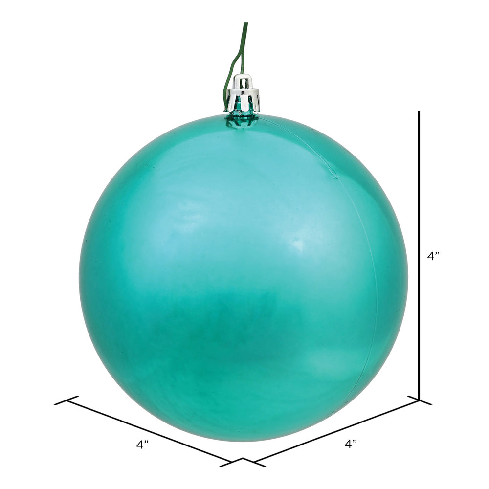 4" Shatterproof Ball Ornament - Teal - Shiny - UV Treated - Bag of 6 — view 3