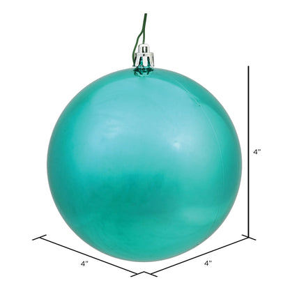 4" Shatterproof Ball Ornament - Teal - Shiny - UV Treated - Bag of 6 — view 3