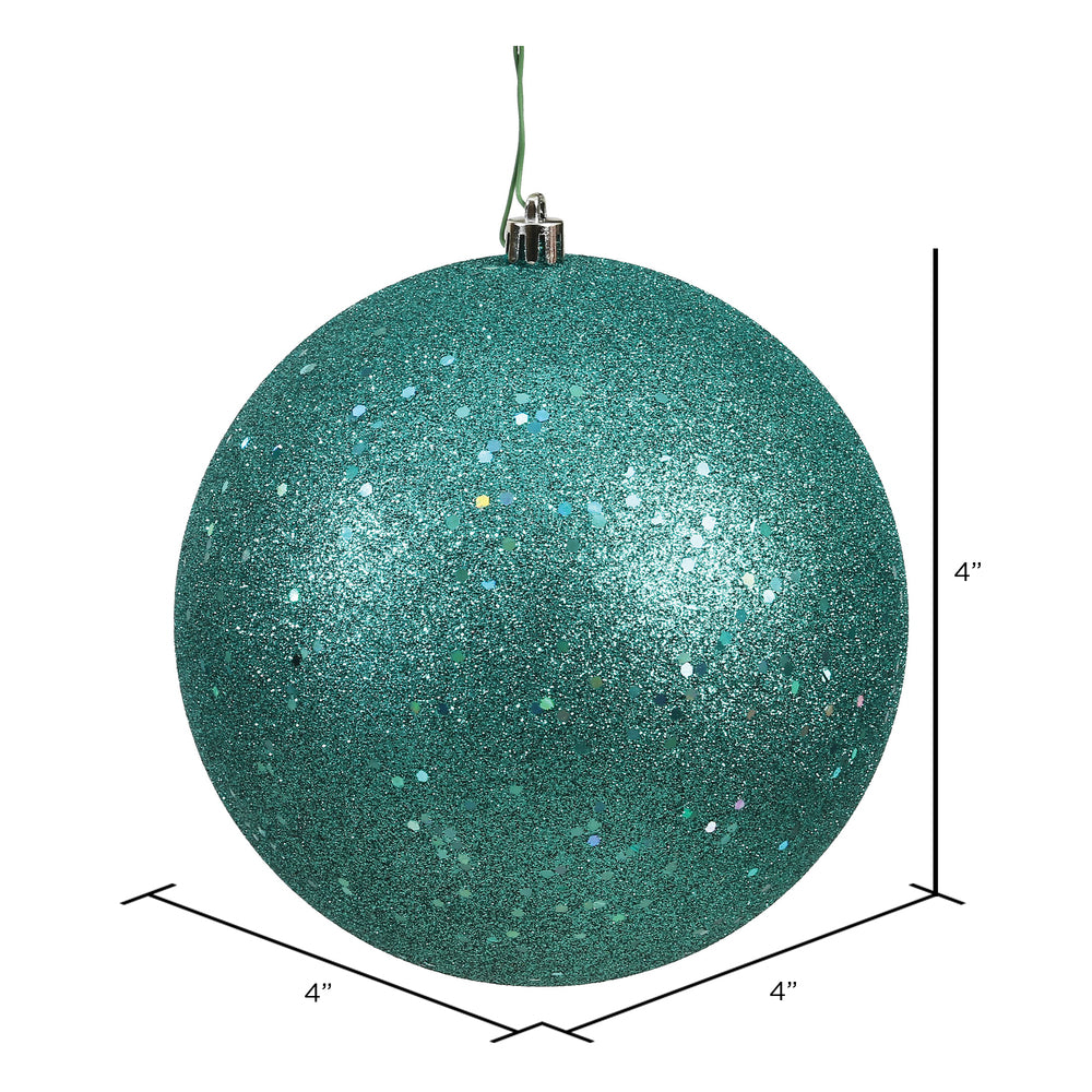 4" Shatterproof Ball Ornament - Teal - Sequin - Bag of 6 — view 3