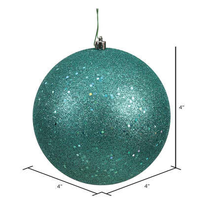 4" Shatterproof Ball Ornament - Teal - Sequin - Bag of 6 — view 3