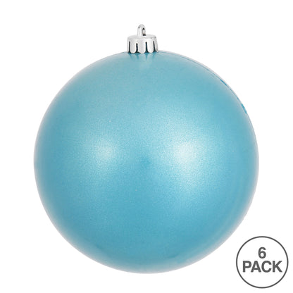 4" Shatterproof Ball Ornament - Turquoise - Candy - UV Treated - Bag of 6 — view 3