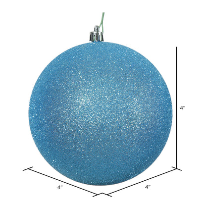 4" Shatterproof Ball Ornament - Turquoise - Glitter - Bag of 6 — view 2
