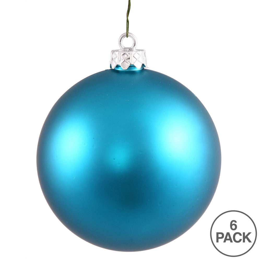4" Shatterproof Ball Ornament - Turquoise - Matte - UV Treated - Bag of 6 — view 3