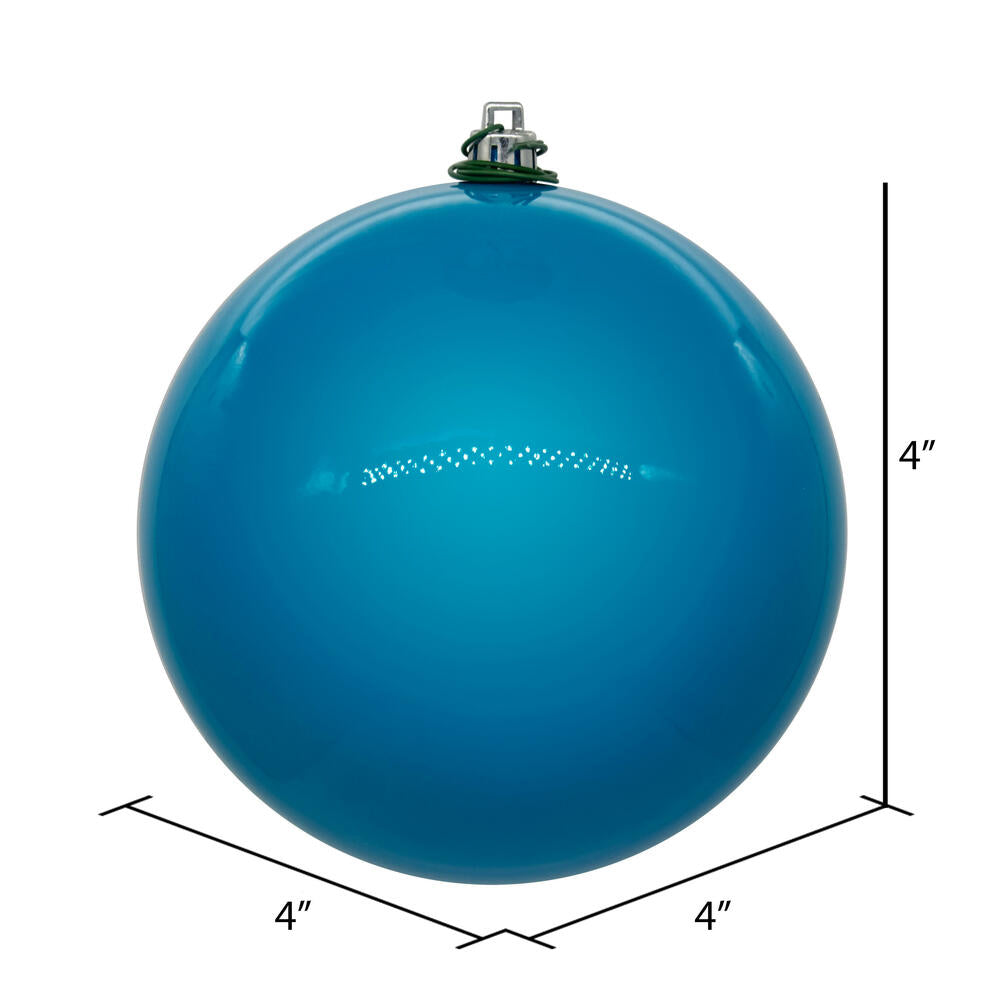 4" Shatterproof Ball Ornament - Turquoise - Pearl - UV Treated - Bag of 6 — view 2