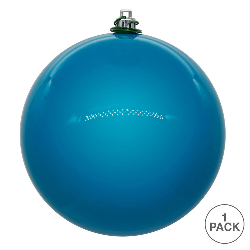 4" Shatterproof Ball Ornament - Turquoise - Pearl - UV Treated - Bag of 6 — view 3