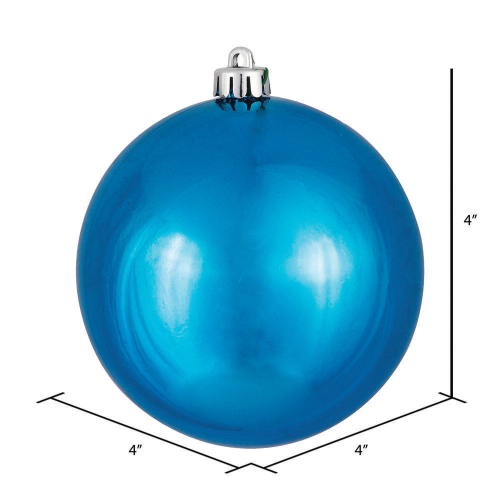 4" Shatterproof Ball Ornament - Turquoise - Shiny - UV Treated - Bag of 6 — view 3