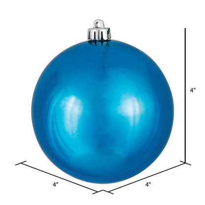 4" Shatterproof Ball Ornament - Turquoise - Shiny - UV Treated - Bag of 6 — view 3