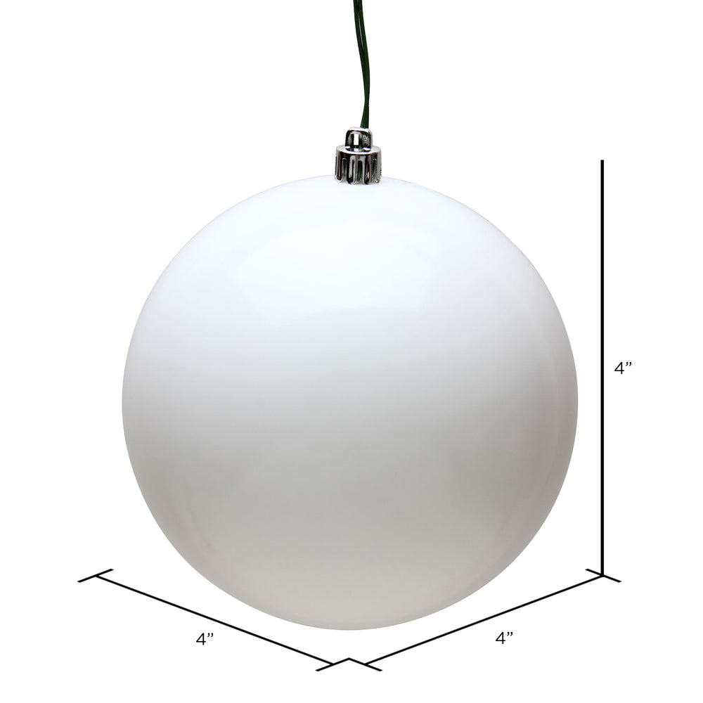 4" UV Treated Ball Ornament - White - Candy - Set of 6 — view 2