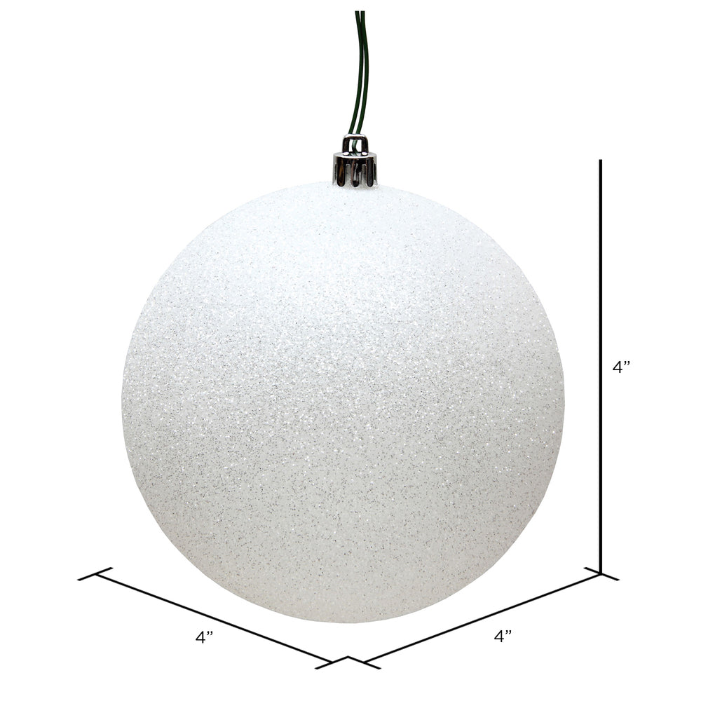 4" UV Treated Ball Ornament - White - Glitter - Set of 6 — view 2