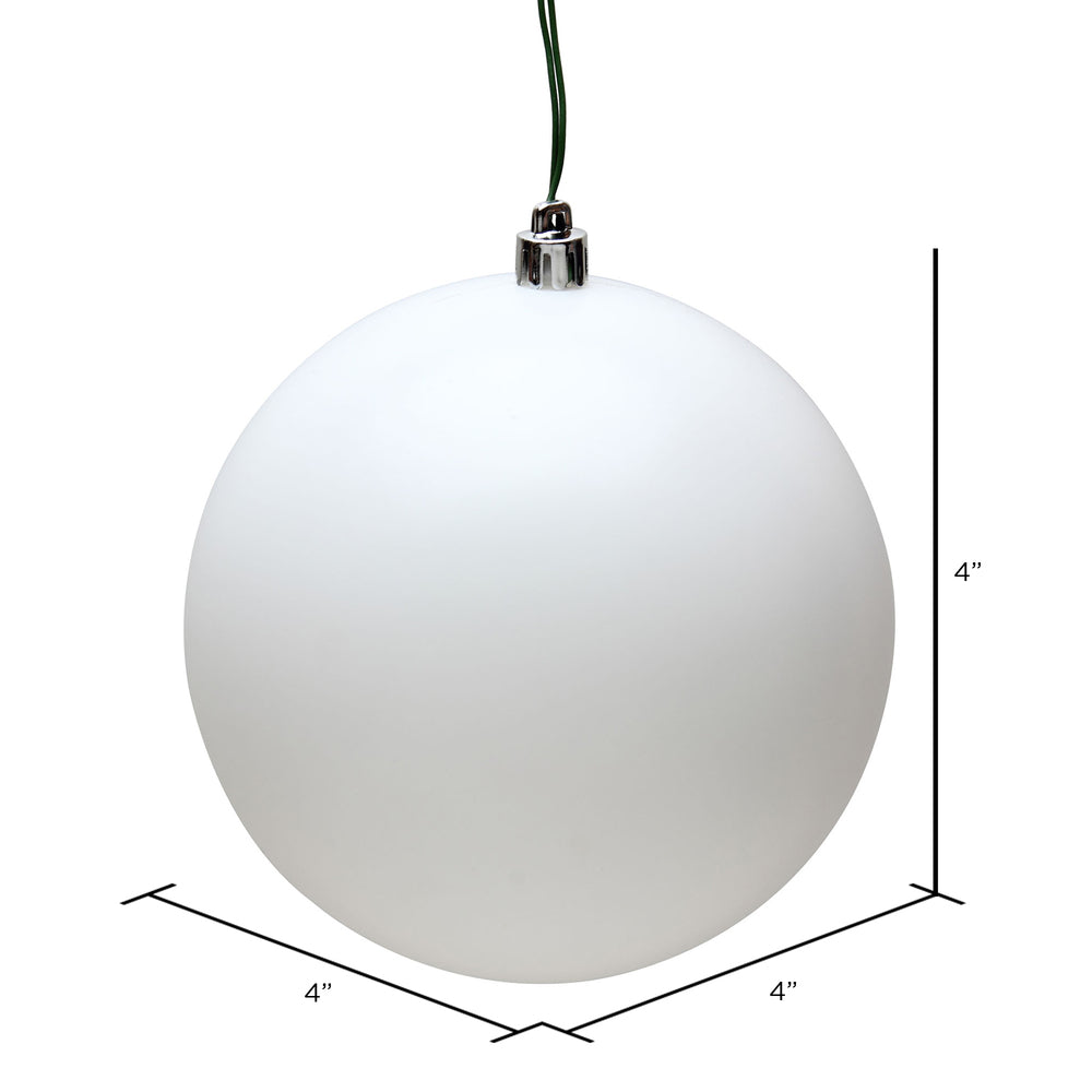 4" UV Treated Ball Ornament - White - Matte - Set of 6 — view 2