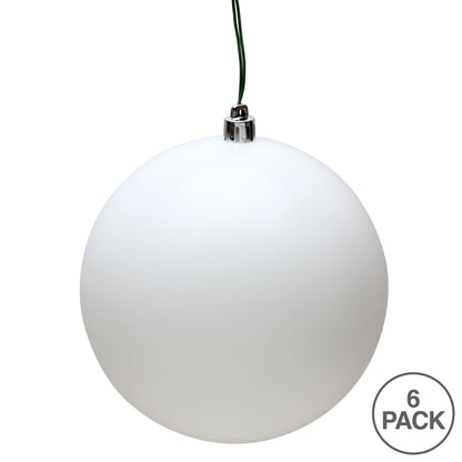 4" UV Treated Ball Ornament - White - Matte - Set of 6 — view 3