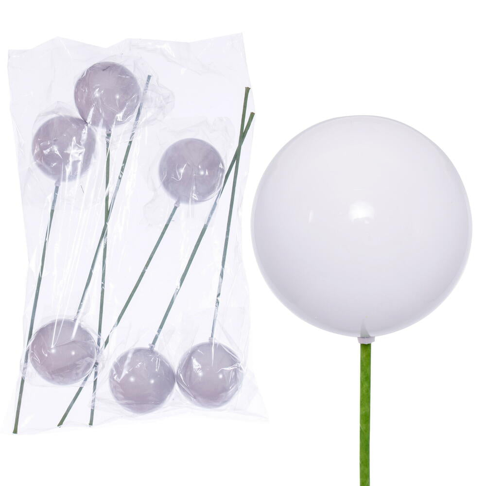 4" UV Treated Ball Ornament - White - Pearl - Set of 6 — view 3