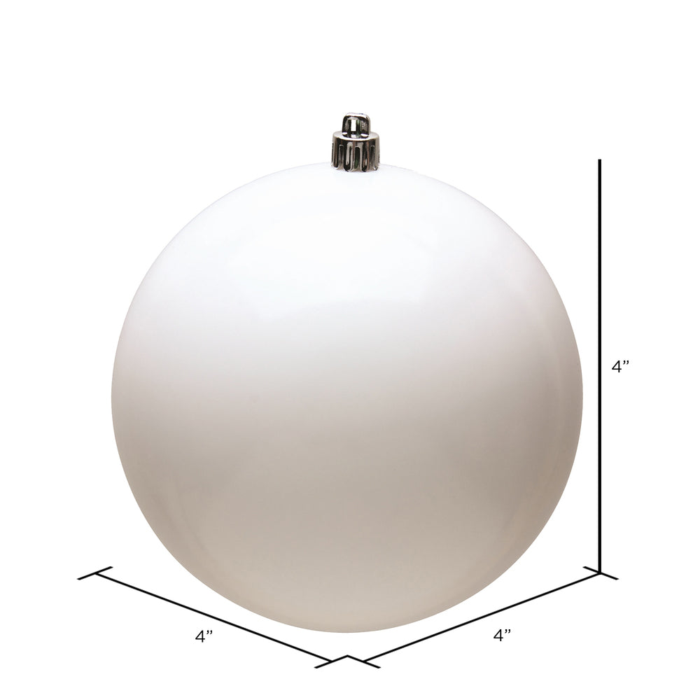 4" UV Treated Ball Ornament - White - Shiny - Set of 6 — view 2