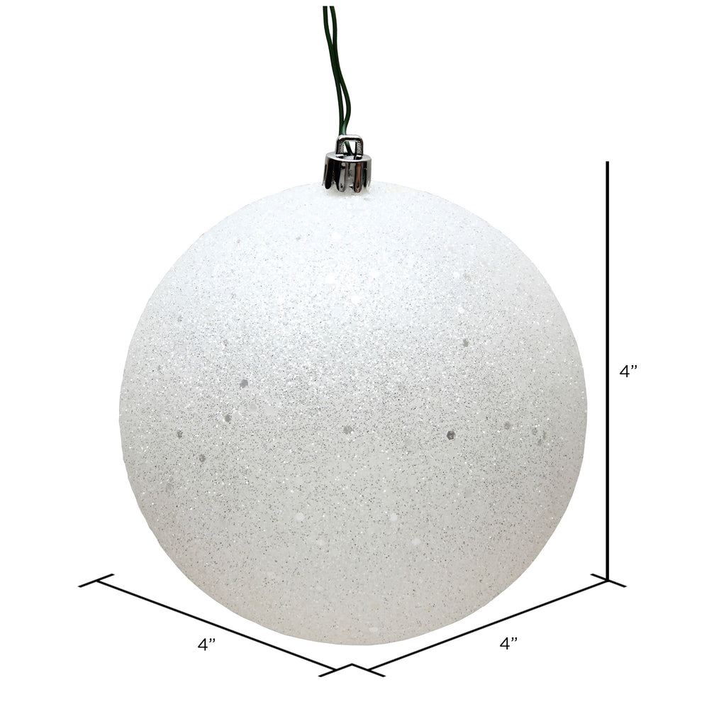 4" UV Treated Ball Ornament - White - Sequin - Set of 6 — view 2