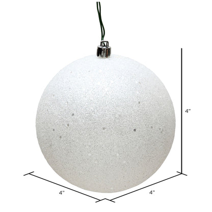 4" UV Treated Ball Ornament - White - Sequin - Set of 6 — view 2