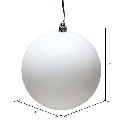4" Shatterproof Ball Ornament - White - Candy - UV Treated - Bag of 6 — view 2