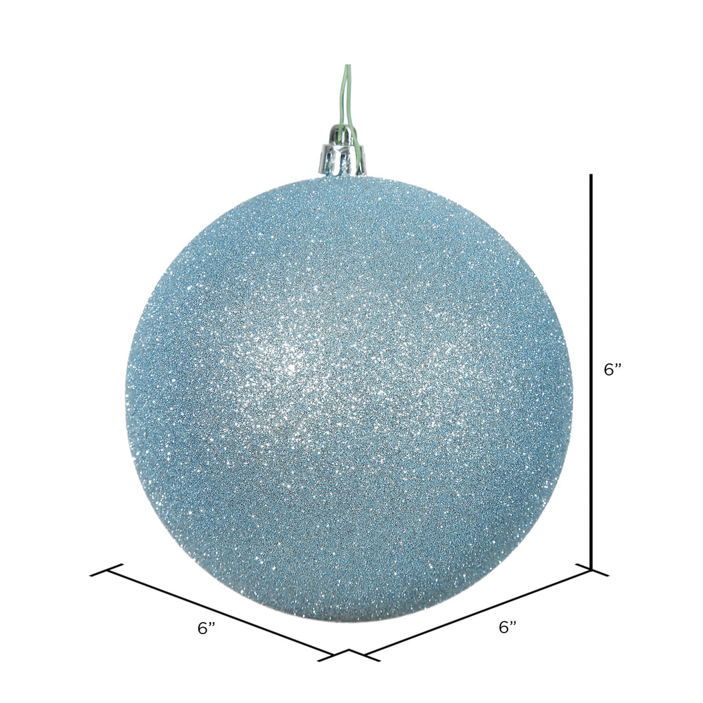 6" Shatterproof Ball Ornament - Baby Blue - Glitter - Bag of 4 — view 2