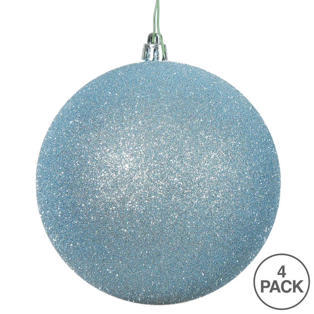 6" Shatterproof Ball Ornament - Baby Blue - Glitter - Bag of 4 — view 3
