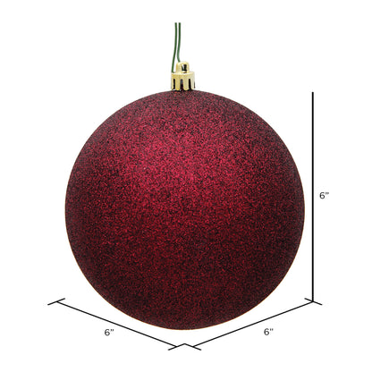 6" Shatterproof Ball Ornament - Burgundy - Glitter - Bag of 4 — view 3