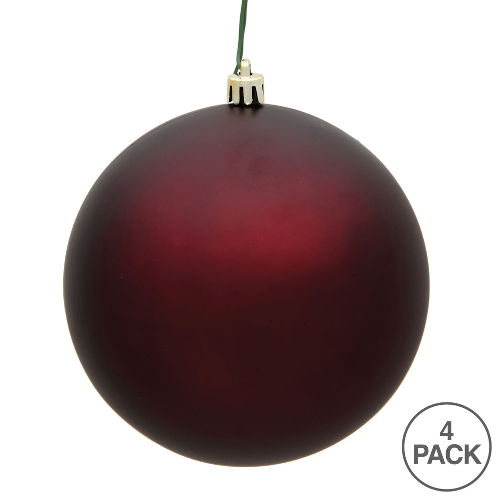 6" Shatterproof Ball Ornament - Burgundy - Matte - UV Treated - Bag of 4 — view 3