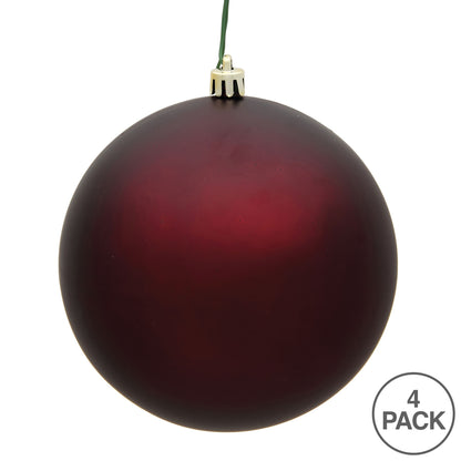 6" Shatterproof Ball Ornament - Burgundy - Matte - UV Treated - Bag of 4 — view 3