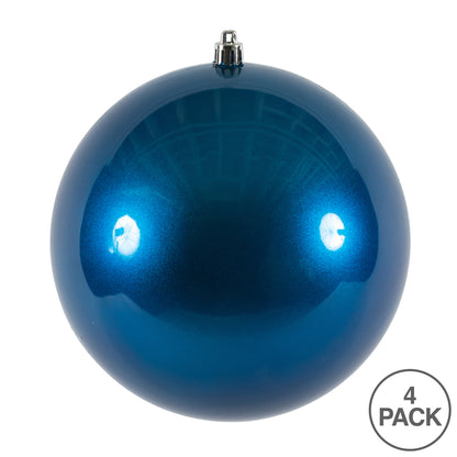 6" Shatterproof Ball Ornament - Blue - Candy - UV Treated - Bag of 4 — view 2