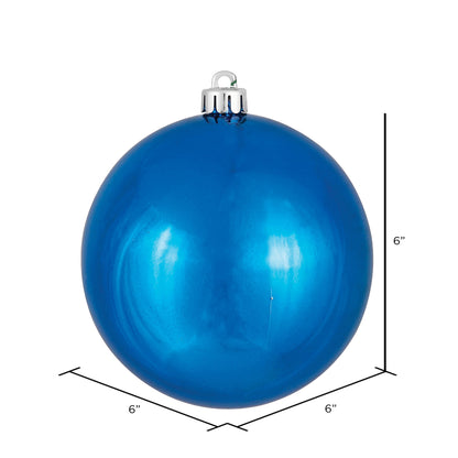 6" Shatterproof Ball Ornament - Blue - Shiny - UV Treated - Bag of 4 — view 2