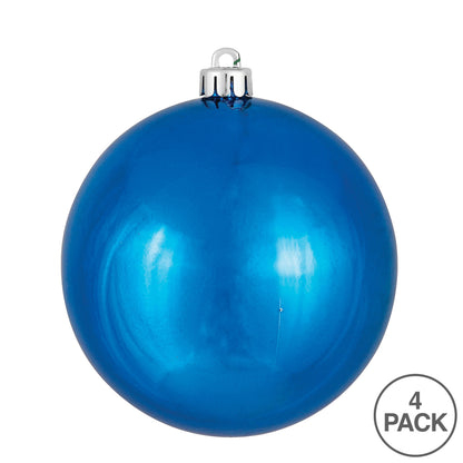 6" Shatterproof Ball Ornament - Blue - Shiny - UV Treated - Bag of 4 — view 3
