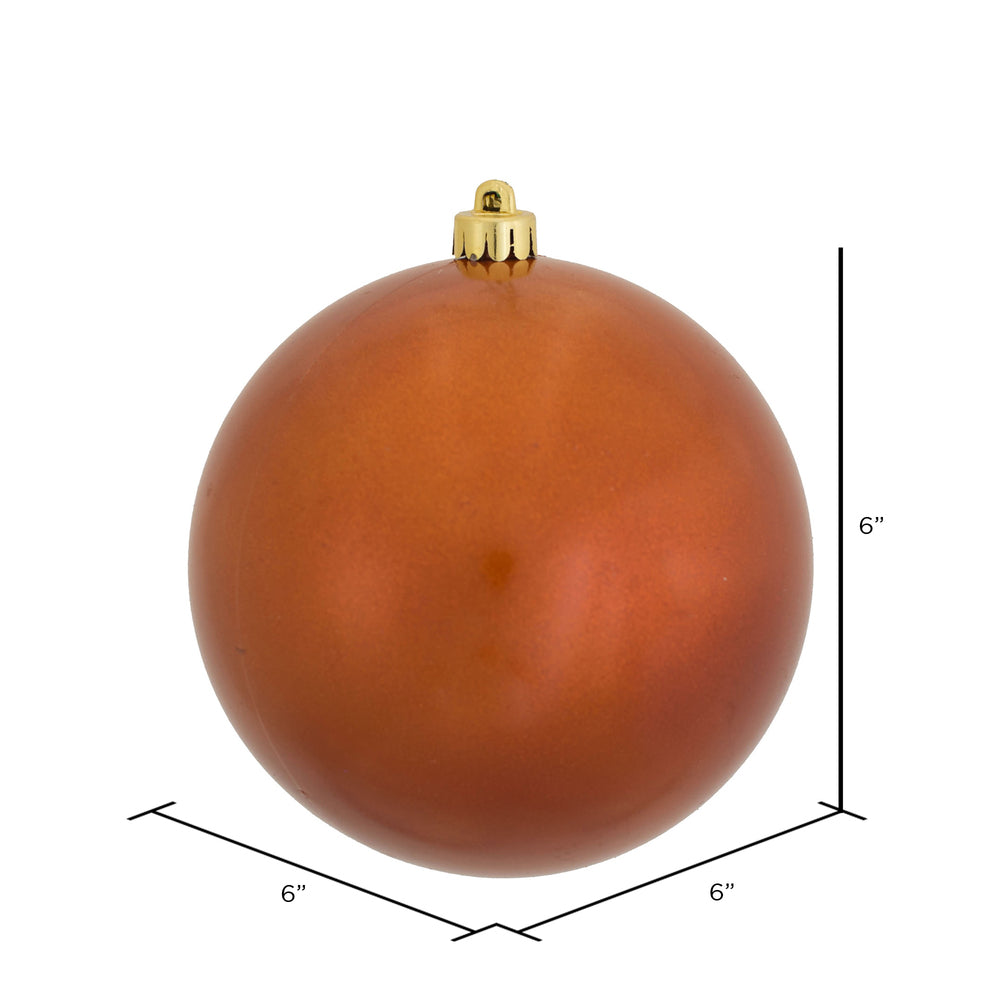 6" Shatterproof Ball Ornament - Burnished Orange - Candy - UV Treated - Bag of 4 — view 3