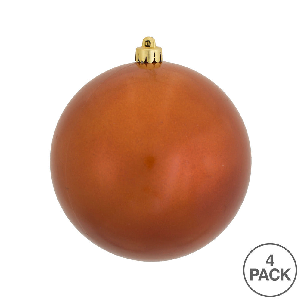 6" Shatterproof Ball Ornament - Burnished Orange - Candy - UV Treated - Bag of 4 — view 4