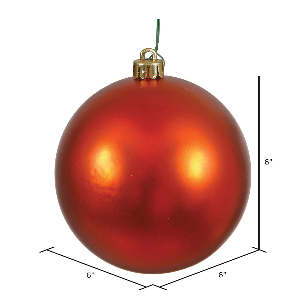 6" Shatterproof Ball Ornament - Burnished Orange - Matte - UV Treated - Bag of 4 — view 2