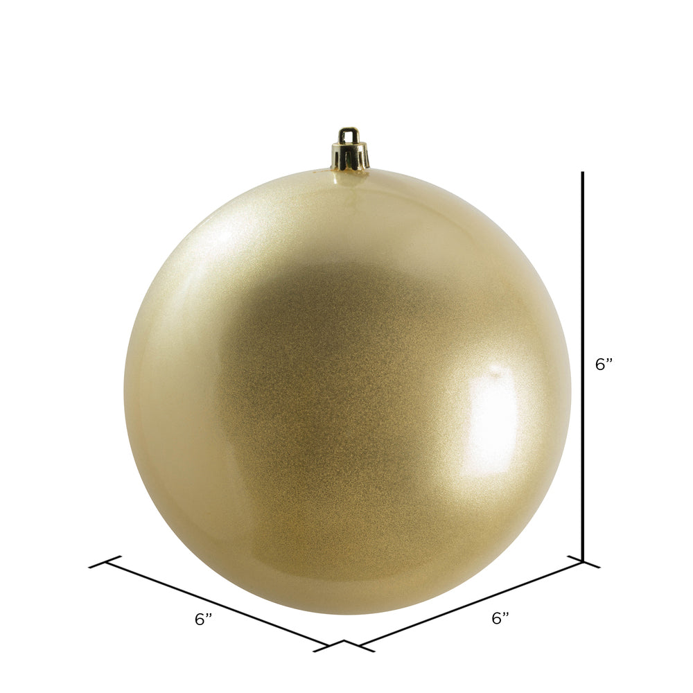 6" Shatterproof Ball Ornament - Champagne - Candy - UV Treated - Bag of 4 — view 2