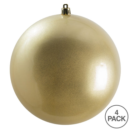 6" Shatterproof Ball Ornament - Champagne - Candy - UV Treated - Bag of 4 — view 3