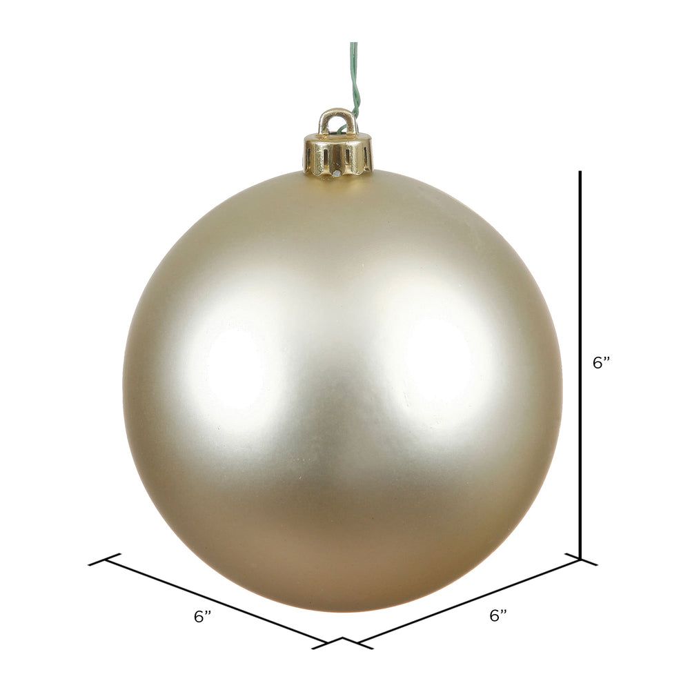 6" Shatterproof Ball Ornament - Champagne - Matte - UV Treated - Bag of 4 — view 2