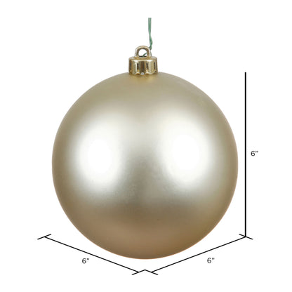 6" Shatterproof Ball Ornament - Champagne - Matte - UV Treated - Bag of 4 — view 2
