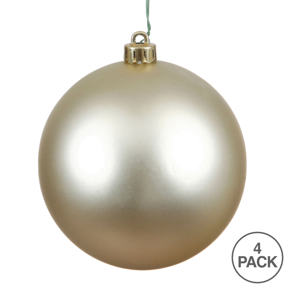 6" Shatterproof Ball Ornament - Champagne - Matte - UV Treated - Bag of 4 — view 3