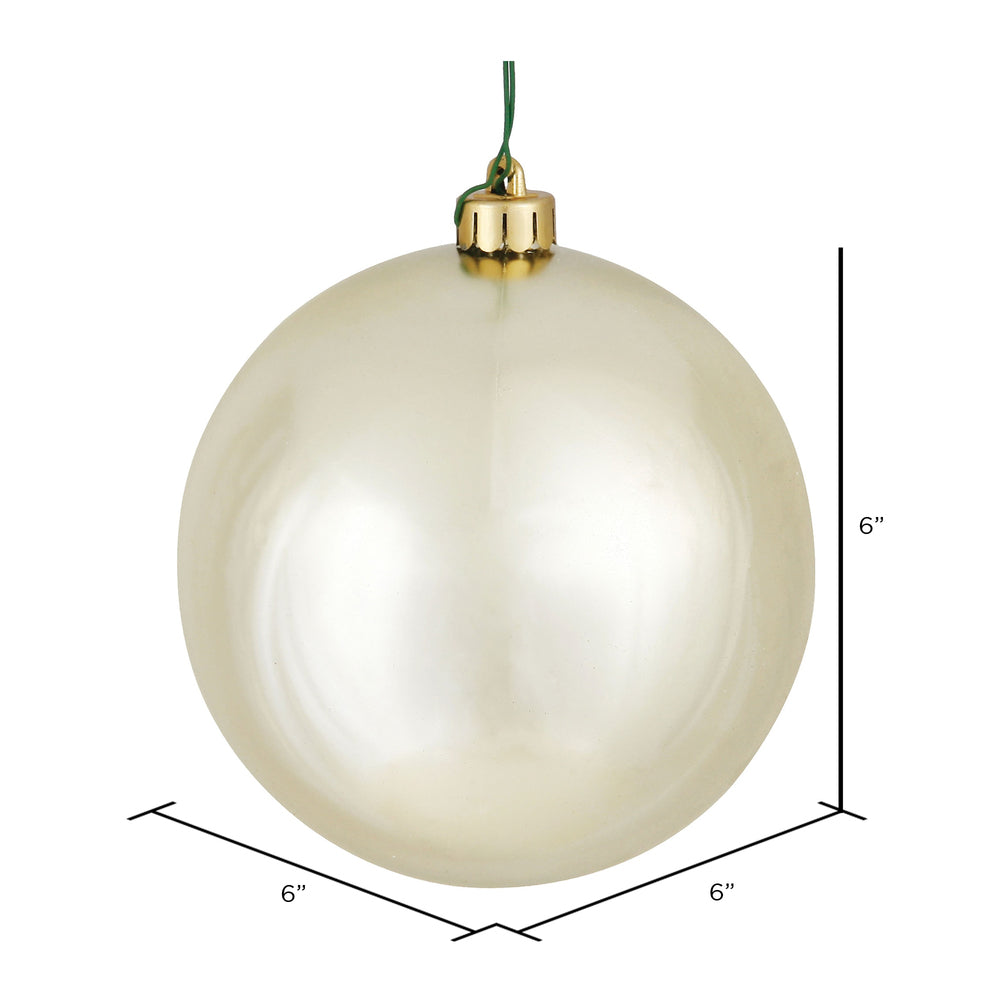 6" Shatterproof Ball Ornament - Champagne - Shiny - UV Treated - Bag of 4 — view 2
