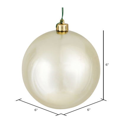 6" Shatterproof Ball Ornament - Champagne - Shiny - UV Treated - Bag of 4 — view 2
