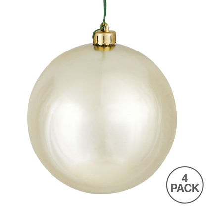 6" Shatterproof Ball Ornament - Champagne - Shiny - UV Treated - Bag of 4 — view 3