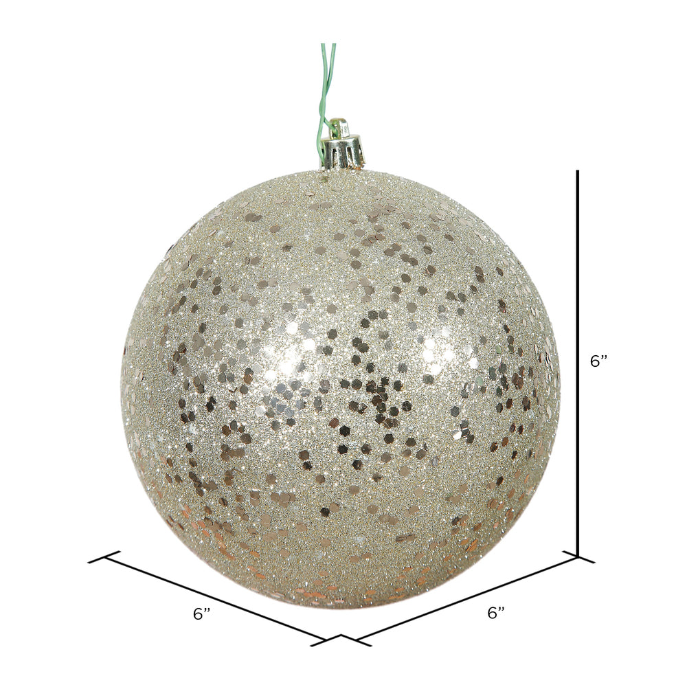 6" Shatterproof Ball Ornament - Champagne - Sequin - Bag of 4 — view 2