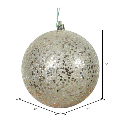 6" Shatterproof Ball Ornament - Champagne - Sequin - Bag of 4 — view 2